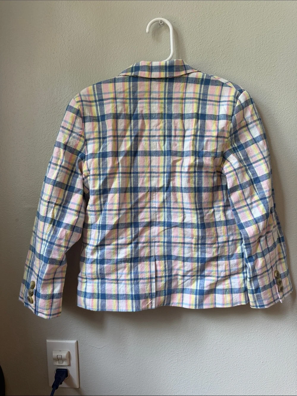 Janie and Jack Pastel Plaid Blazer in Pink, Blue & Cream